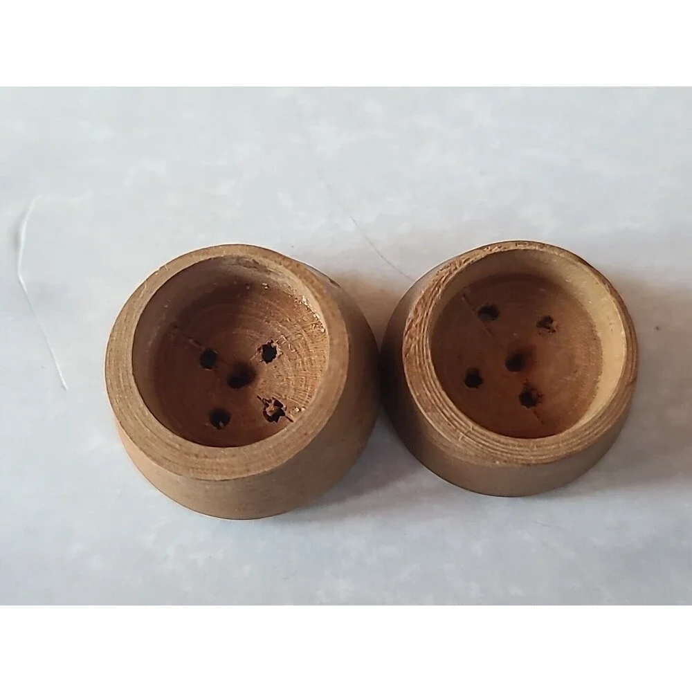 Mexican Hand Carved Wooden Salt And Pepper Shakers Vintage